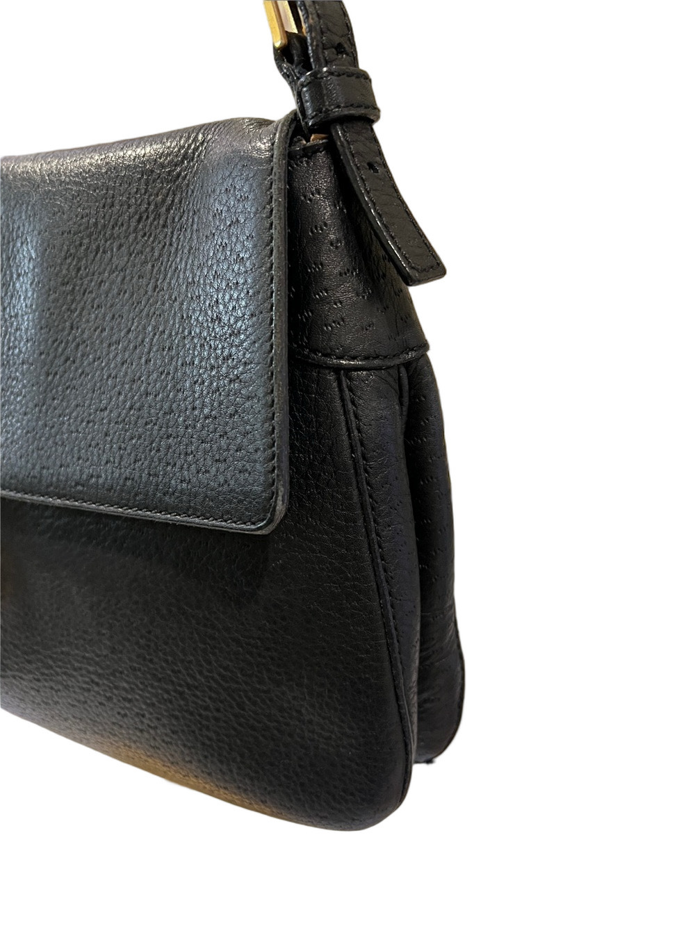 Salvatore Ferragamo Black Leather Shoulder Bag with Gold Hardware - Picture 3 of 11